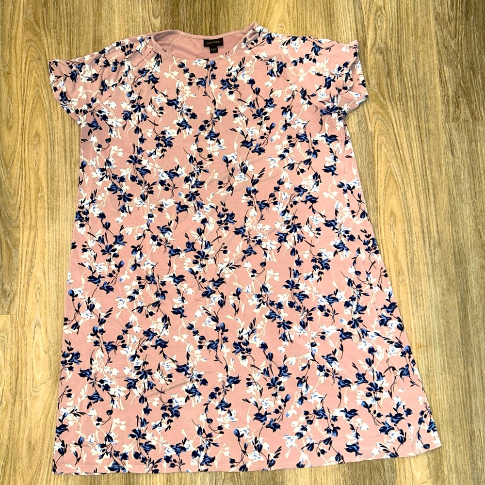 J. Jill Wherever Dress Women XL  Dusty Plum Floral Travel Cruise Summer Beach